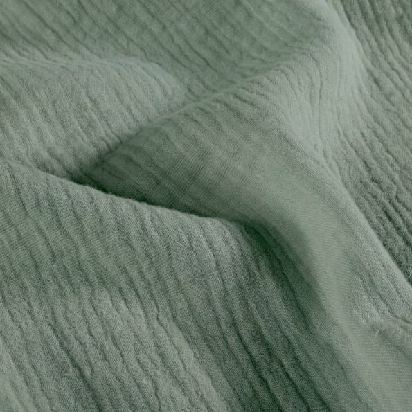 Tissu Double gaze de coton uni Vert d'eau foncé - Par 10 cm