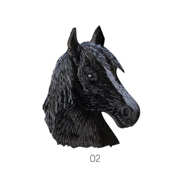 Ecusson Thermocollant Tête de cheval Noir