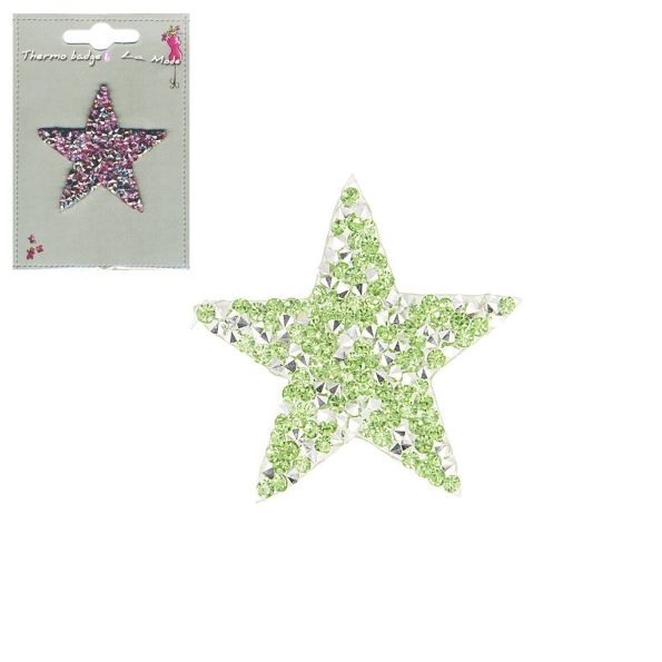Ecusson Thermocollant Etoile Strass 5 cm Vert