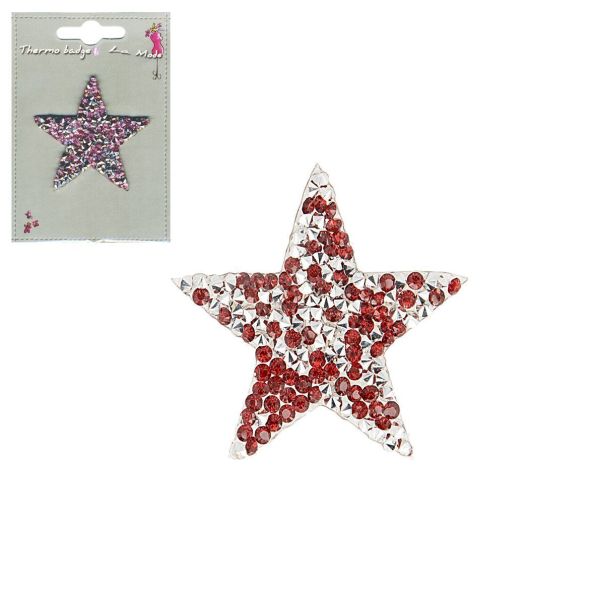 Ecusson Thermocollant Etoile Strass 5 cm Rouge