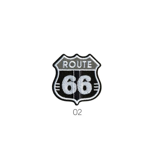 Ecusson Thermocollant Route 66 Blanc/Gris
