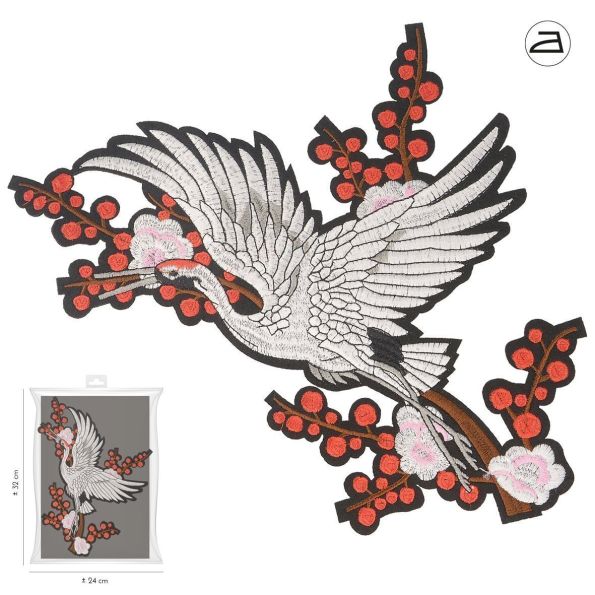 Ecusson Thermocollant Grue style Asiatique XL