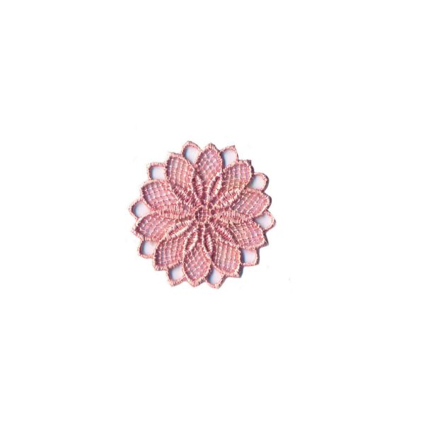 Ecusson Thermocollant fleur effet dentelle rose