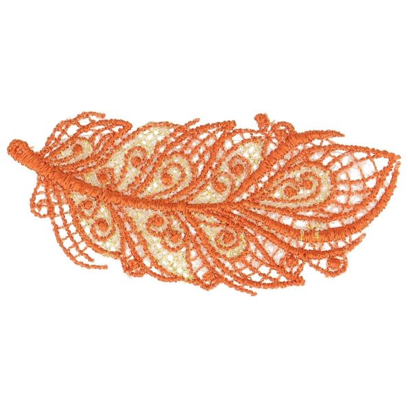 Ecusson Thermocollant Plume Dentelle Orcre Lurex