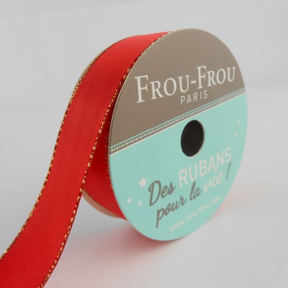 Ruban Satin Bord brillant Frou-Frou Coquelicot - 16 mm x 6 mètres