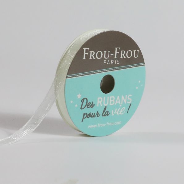 Bobinette Ruban Organza Frou-Frou Neige - 6 mm x 8 mètres