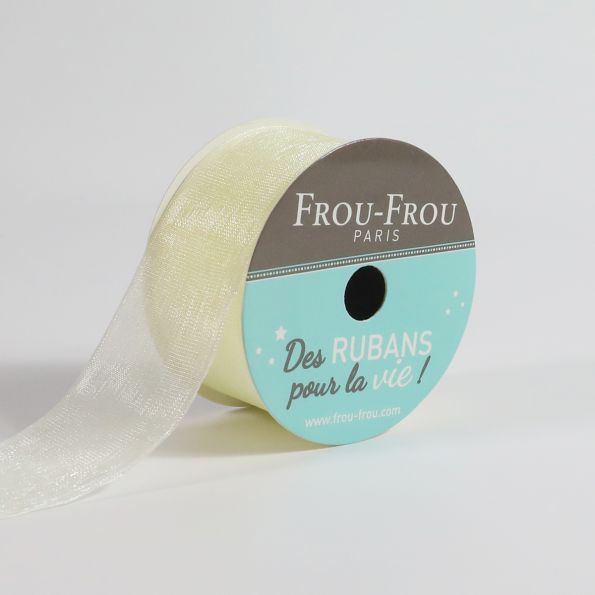 Bobinette Ruban Organza Frou-Frou Ivoire nacre - 25 mm x 8 mètres