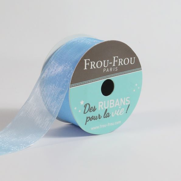 Bobinette Ruban Organza Frou-Frou Céleste - 25 mm x 8 mètres