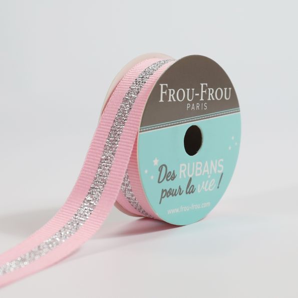 Bobinette Ruban Gros grain Rayure Brillante Frou-Frou Pétale de rose - 15 mm x 4 mètres