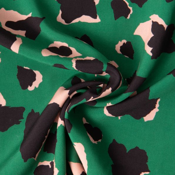 Tissu Viscose Tacheté sur fond Vert - Par 10 cm