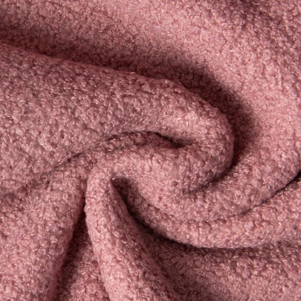 Tissu Bouclette Teddy envers Polaire uni Rose - Par 10 cm
