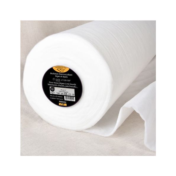 Molleton Thermocollant léger M86 Blanc - Par 10 cm