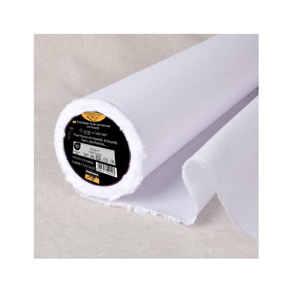 Entoilage tissé Thermocollant Coton T140 Blanc - Par 10 cm