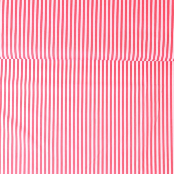 Tissu Popeline de Coton Rayures rouge 5 mm sur fond Blanc - Par 10 cm