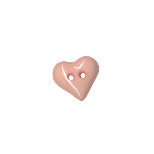 Bouton Coeur Polyester Rose