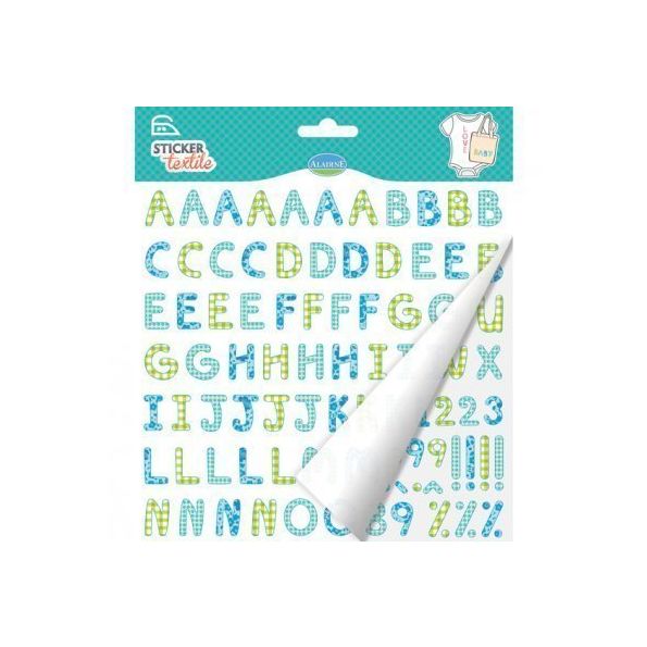 Sticker textile Alphabet Vichy bleu