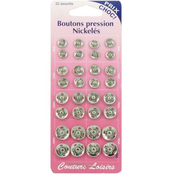 Boutons pression Nickelés - 32 assortis