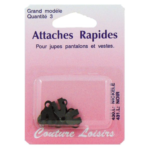 Agrafes noires pour pantalons et jupes. Taille : Large x3