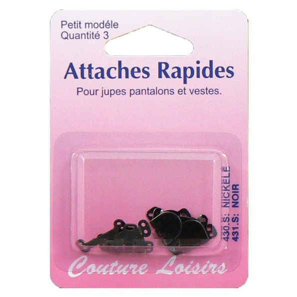 Agrafes noires pour pantalons et jupes. Taille : Small x3