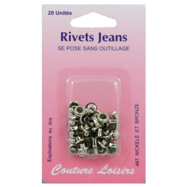 Rivets jeans couleur nickelée x20