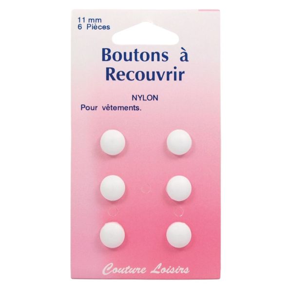 Boutons nylon de 11 mm à recouvrir x6