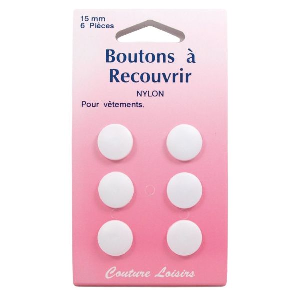 Boutons nylon de 15 mm à recouvrir x6