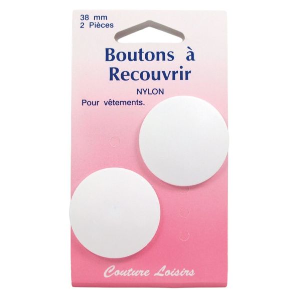 Boutons nylon 38 mm à recouvrir x2