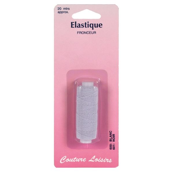 Elastique fronceur blanc - longueur 20 m