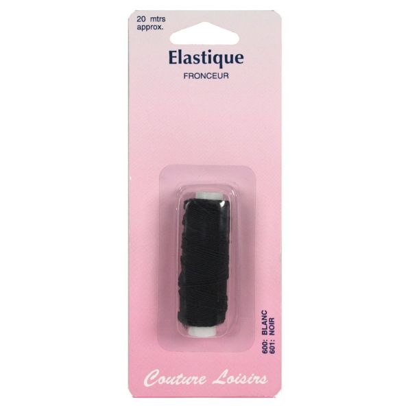 Elastique fronceur noir - long 20 m