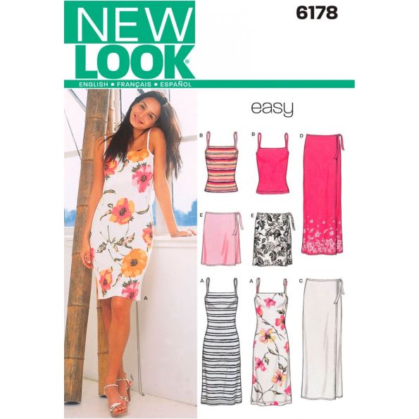Patron New Look 6178 Jupe portefeuille, débardeur et robe