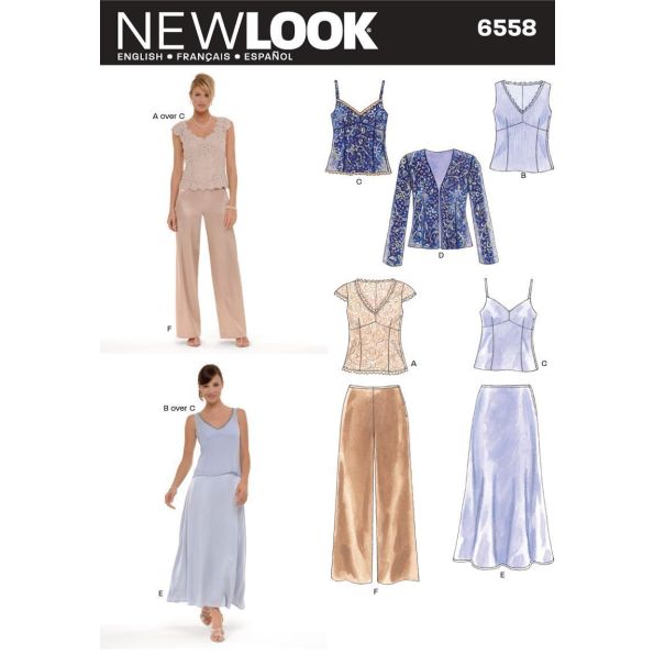 Patron New Look 6558 Ensemble Hauts, Pantalon, Jupe, Veste