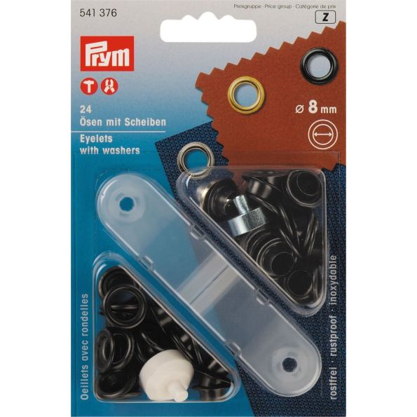 Oeillets et rondelles Prym laiton 8 mm bruni x24