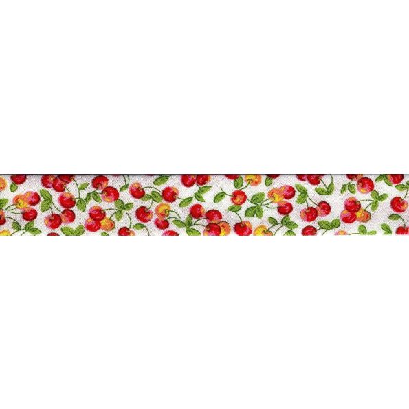 Biais imprimé 20 mm Rouge Cerises Rouge x1m