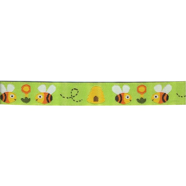 Galon Jacquard 16 mm Vert Abeilles x1m