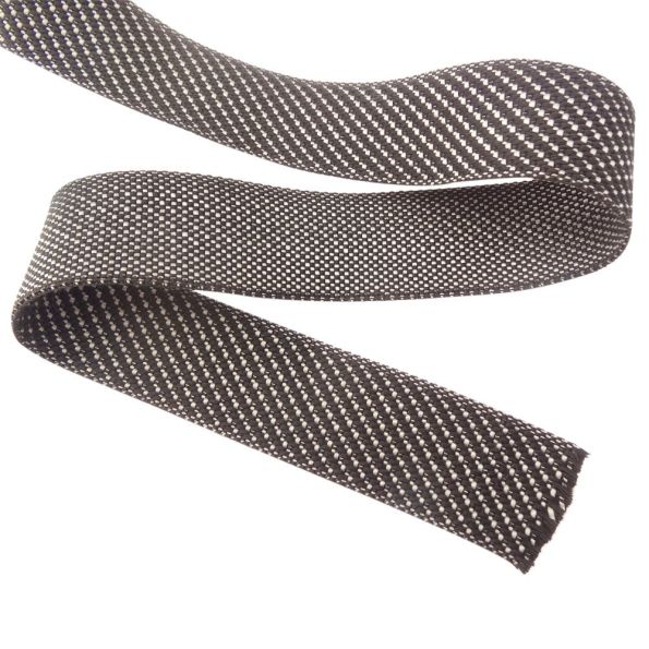 Sangle tressée 40 mm Noir et blanc x1m