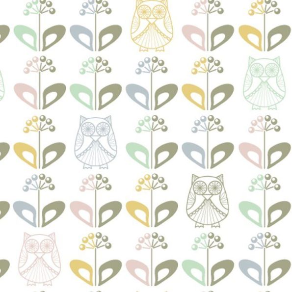 Tissu Coton enduit Christel G Design Mme Hibou au Jardin Scandinave - Par 10 cm