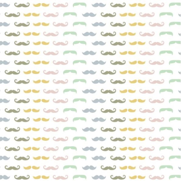 Tissu Popeline de coton Christel G Design Les Moustaches de Mr Hibou - Par 10 cm