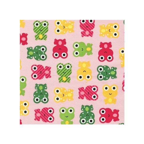 Tissu Robert Kaufman Urban Zoologie Frogs Spring x10cm