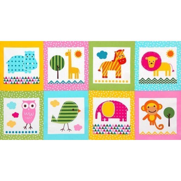 Tissu Robert Kaufman Urban Zoologie Panel Bright - Par 30 cm