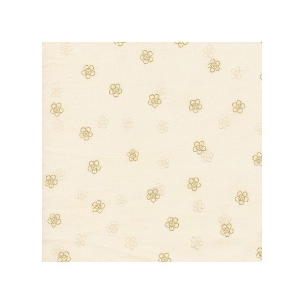 Tissu Robert Kaufman Satsuki Metallic Flower Bud Ivory x10cm