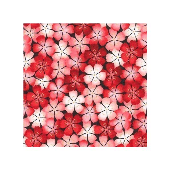Tissu Robert Kaufman Satsuki Metallic Petals Blossom X10cm