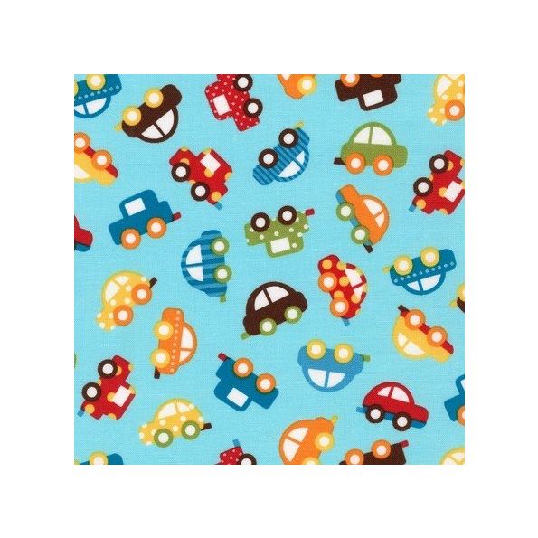 Tissu Robert Kaufman Ready, Set, Go! Small Cars Bermuda x10cm