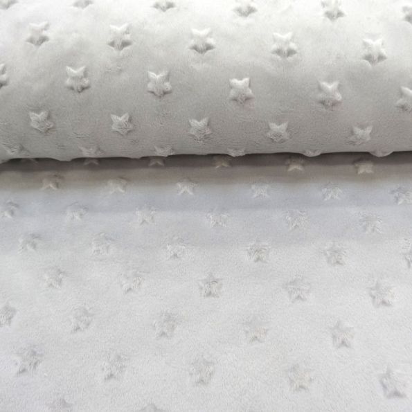 Tissu Minky Ultra doux Etoiles Gris clair x10cm