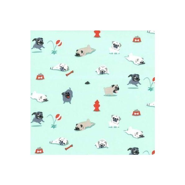 Tissu Michael Miller Novelties Pug & Kisses x10cm
