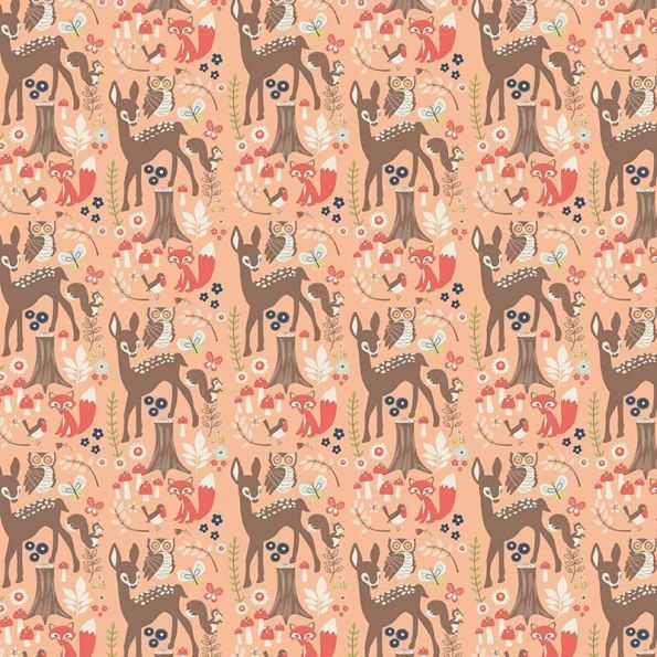 Tissu Riley Blake Woodland Spring Main Coral