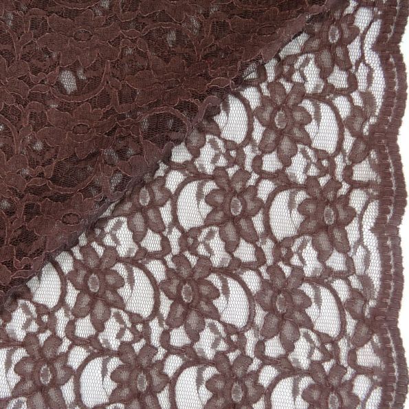 Tissu Dentelle Marron x10cm