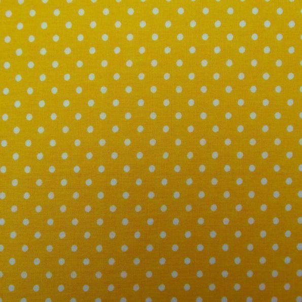 Tissu Coton Jaune Pois Blanc x10cm