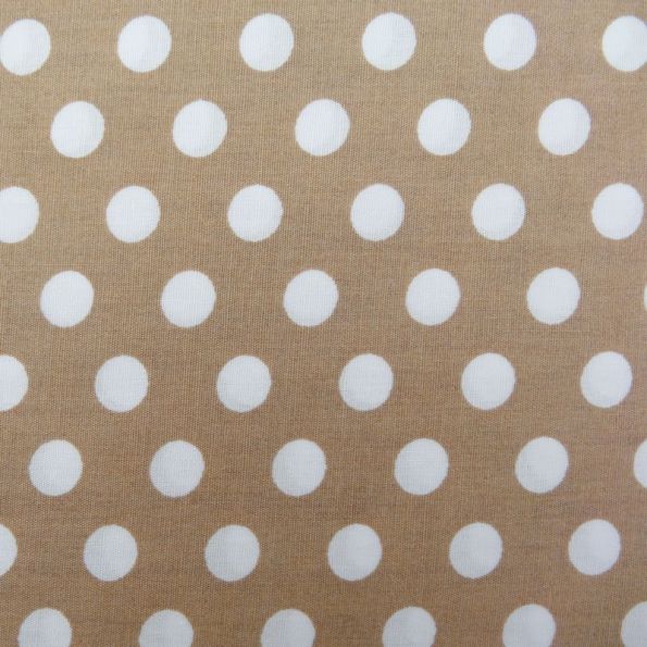 Tissu Coton Beige sable Pois Blanc x10cm