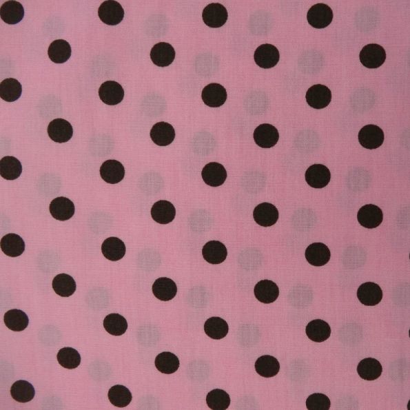 Tissu Coton Rose Pois Gris x10cm