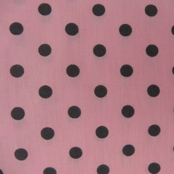 Tissu Coton Rose Pois Marrons x10cm